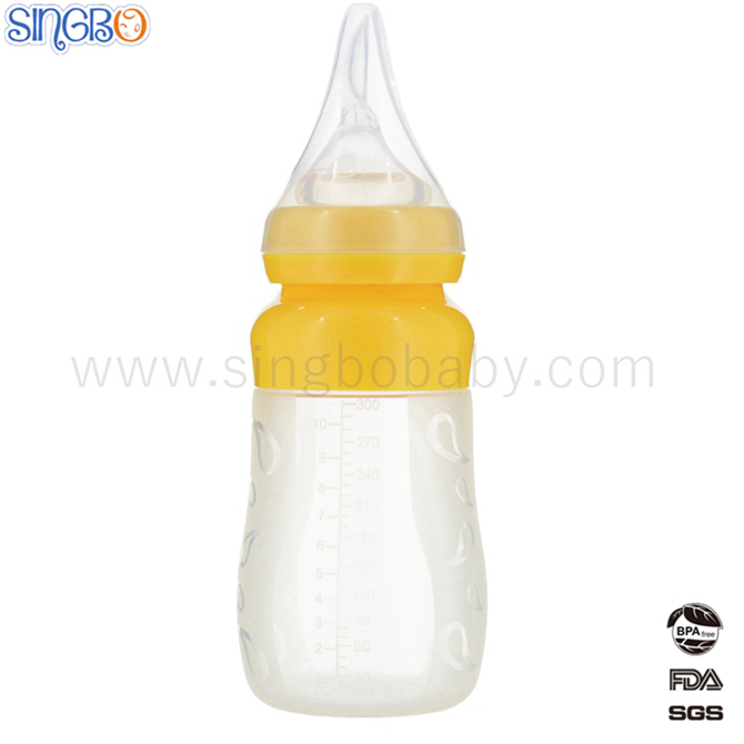 300ml Silicone Baby Food Bottle Feeder Silicone Baby Squeeze Spoon
