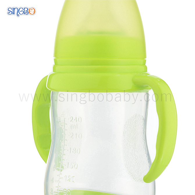8oz/240ml Wide Neck Baby Plastic Bottle with thermoresponsive base