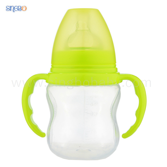 8oz/210ml Wide Neck Baby Plastic Bottle With Handle