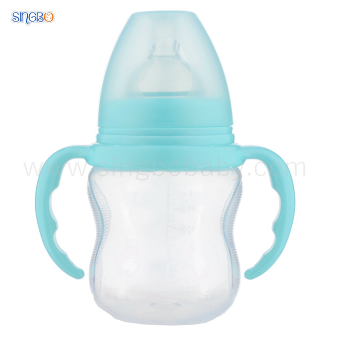 8oz/210ml Wide Neck Baby Plastic Bottle With Handle