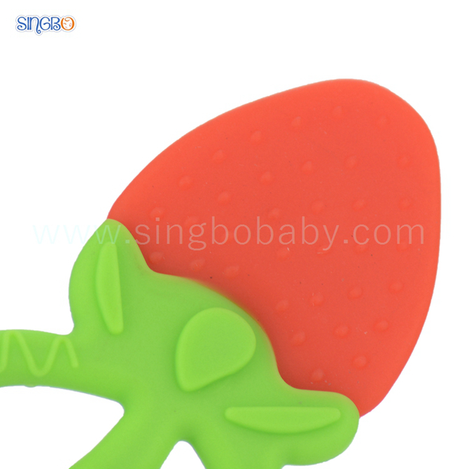 Strawberry-shape silicone teether