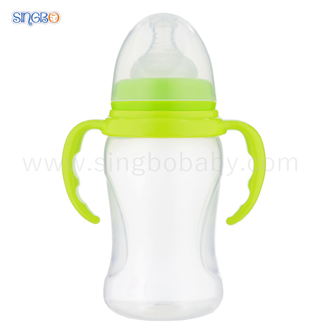 10oz/300ml Wide Neck Baby Plastic Bottle with Triangle-shape