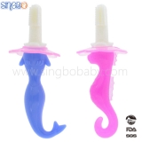 Mermaid/hippocampi-shape Infant bendable trainting silicone toothbrush with handle